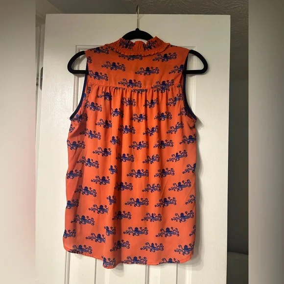 Maeve Size 6 Top Sleeveless Coral and Navy Top Octopus Pattern Anthropologie - Picture 8 of 8